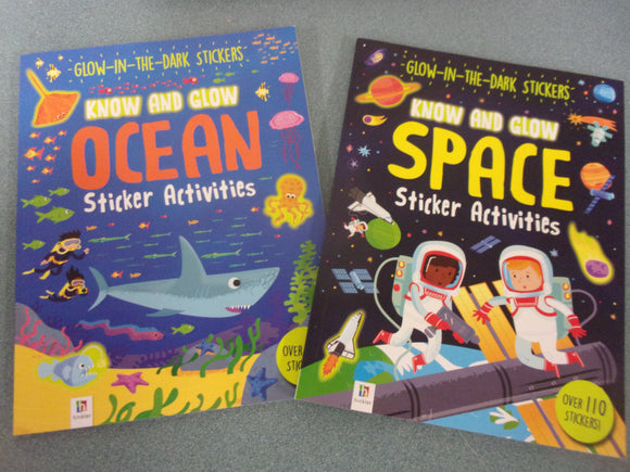 Know and Glow Sticker Activities: Space and Ocean by Hinkler (2 Paperbacks, with all stickers)