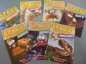 Set of 7 Fly Guy Presents Leveled Readers: Weather/Sharks/Insects/Bats/Snakes/Space/Dinosaurs by Tedd Arnold (Paperback)