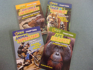 Set of 4 National Geographic Kids Chapters: Crocodile Encounters!/Tiger In Trouble!/Animal Superstars/Ape Escapes! (Paperback)
