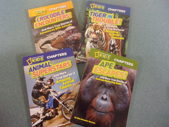 Set of 4 National Geographic Kids Chapters: Crocodile Encounters!/Tiger In Trouble!/Animal Superstars/Ape Escapes! (Paperback)