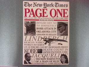 New York Times Page One: Major Events 1920-1995 by The New York Times (HC/DJ)