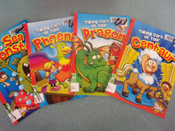 Set of 4 Caring for Your Magical Pets Early Readers (Sea Monster/Phoenix/Dragon/Centaur) by Eric Braun (Ex-Library Paperback)